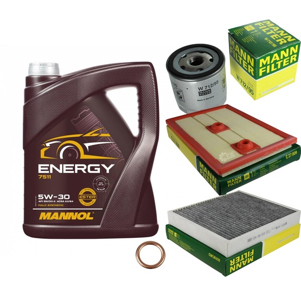 MANN-FILTER Inspektionspaket Mannol 5L Energy 5W-30 FüR Vw Polo 1.2 Tsi 16V 1.4-image