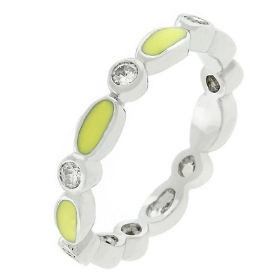 Yellow Link Enamel Stacker Ring Contemporary Style