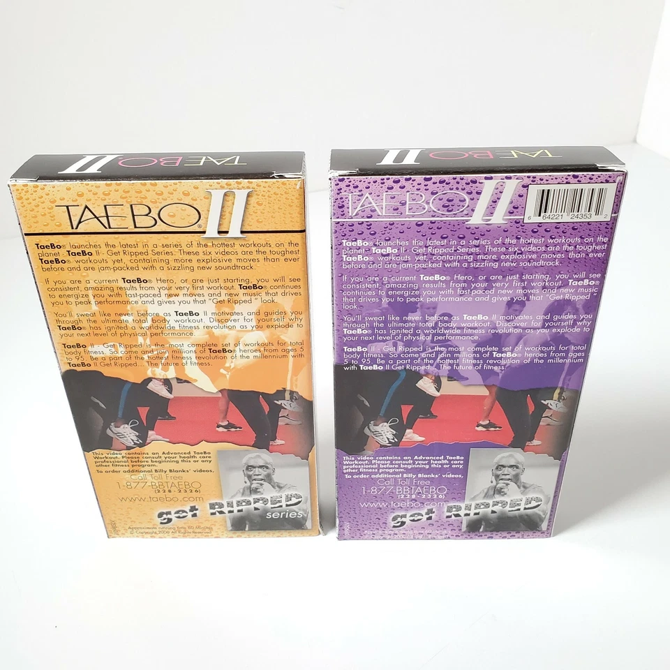 VHS TAE BO II Advanced Workout 1 and 2 Billy Blanks “Get Ripped” TaeBo 2 fitness - Image 4 of 4