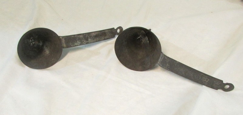 2 Antique Tin, Conical Ice Cream Scoops With Turn Key Tops, 1910s