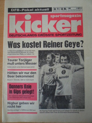 KICKER 71 - 2.9. 1976 ** Wolfgang Frank Reiner Geye Dieter Müller Dietmar Danner