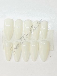 MILKY WHITE - REGULAR STILETTO - HARD GEL PRESS ON NAILS 💅 HANDMADE