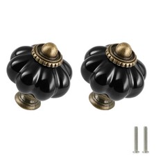 Black Pumpkin Knobs 12 Pack Ceramic Cabinet Knobs Vintage Drawer Pulls - Anti...