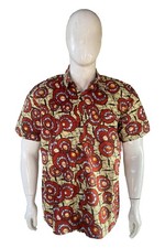 African Button Down Shirt for Men  Patch Pocket   Cotton Short Sleeve Top