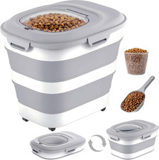 30 Lbs Dog Food Storage Container with Wheels, Collapsible Pet Food Storage Cont