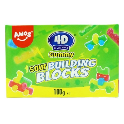 Amos 4D Gummy   Sour Building Blocks 100g saure Fruchtgummis