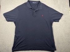 Polo Ralph Lauren Polo Shirt Mens 2XB Navy Blue Big Tall Red Pony Logo Cotton