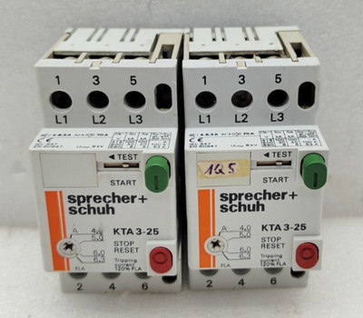 Sprecher+Schuh KTA3-25 Manual Motor Starter 4-6.3A Lot Of 2 Pcs Used Fast Ship