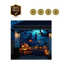 Spooktacular 7x8ft Halloween Backdrop Garage Door Cover - Easy Install  Festive