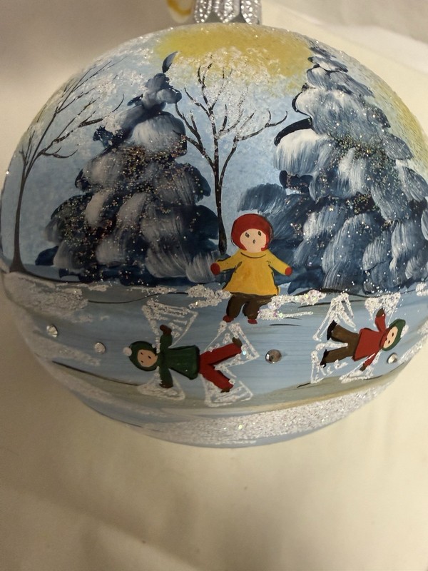 Christmas Glass Ball Ornament Hand Painted ViktoriaAnna/Poland  4"  original box