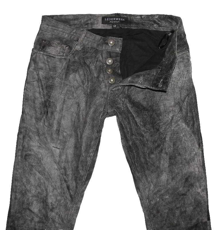 LEDERWERK FRANKFURT LEDERJEANS / Lederhose grau aus GLATTLEDER in Gr. W32 / L33 - Bild 3 von 4
