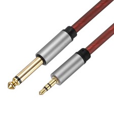 1/4" TS to 1/8" TRS Audio Cable, 7FT Stereo Patch Cord 6mm Dia, Brown