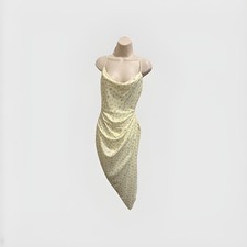 HOUSE OF CB Daniella Balcony Corset Bustier Lemon Yellow Floral Slit Dress Xs