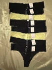 NWT 8 Pack Auden Stretch Lace Thong Panties Black And Yellow Size Small