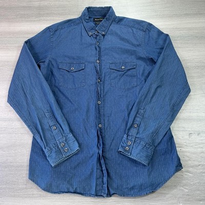 Massimo Dutti Shirt Mens Large Button Up Long Sleeve Tessuto Italiano Casual