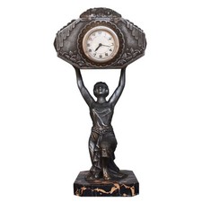 Pendule à poser Art déco 1930 régule et marbre portor