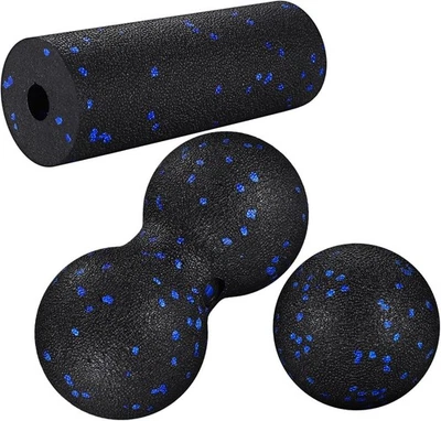 GEBRANDMARKT 3 Stück Faszienball Set, Faszienrolle Klein & Massageball & Erdnuss Faszien...