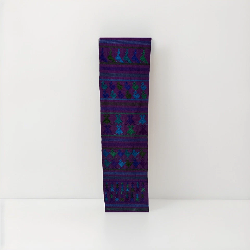 Handwoven Guatemalan Wool Table Runner w/ Fringe, 10.5" x 56" in Immaculate Cond - Image 2 of 4