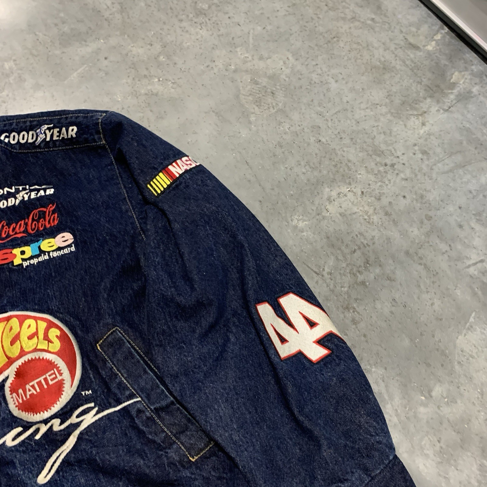 Vintage Jeff Hamilton Hot Wheels Racing Jacket 3XL Denim NASCAR 44 Kyle Petty