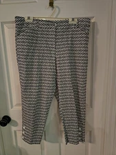 Counterparts Size 14 Pants Black And White Geometric Print Zip And Button Pocket
