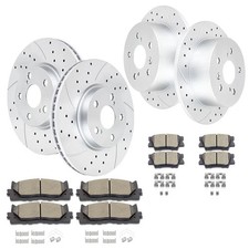 Front Rear Drilled Slotted Rotors Ceramic Pads for Camry Avalon ES350 2012-2018