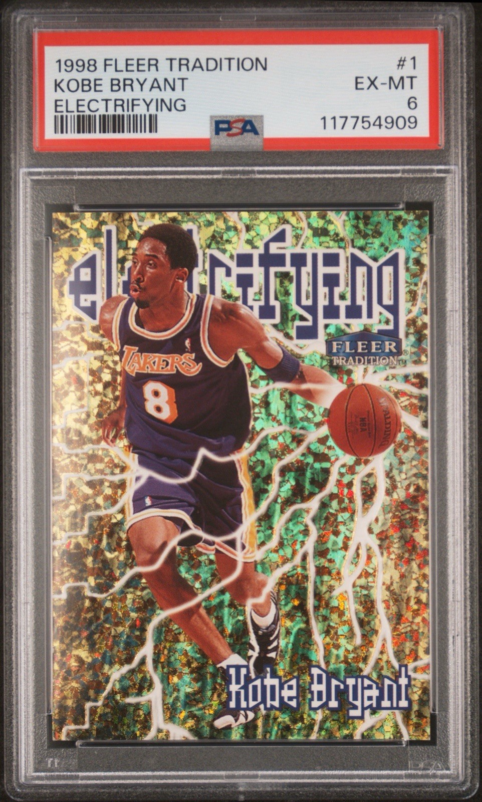 1998-99 Fleer Tradition Electrifying Kobe Bryant #1 E PSA 6 Lakers Rare Insert!