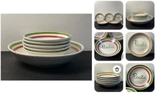Made in Italy Pasta Bowl Set 6pc Large Serving + 5 Individual Bowls 12.75” & 8”
