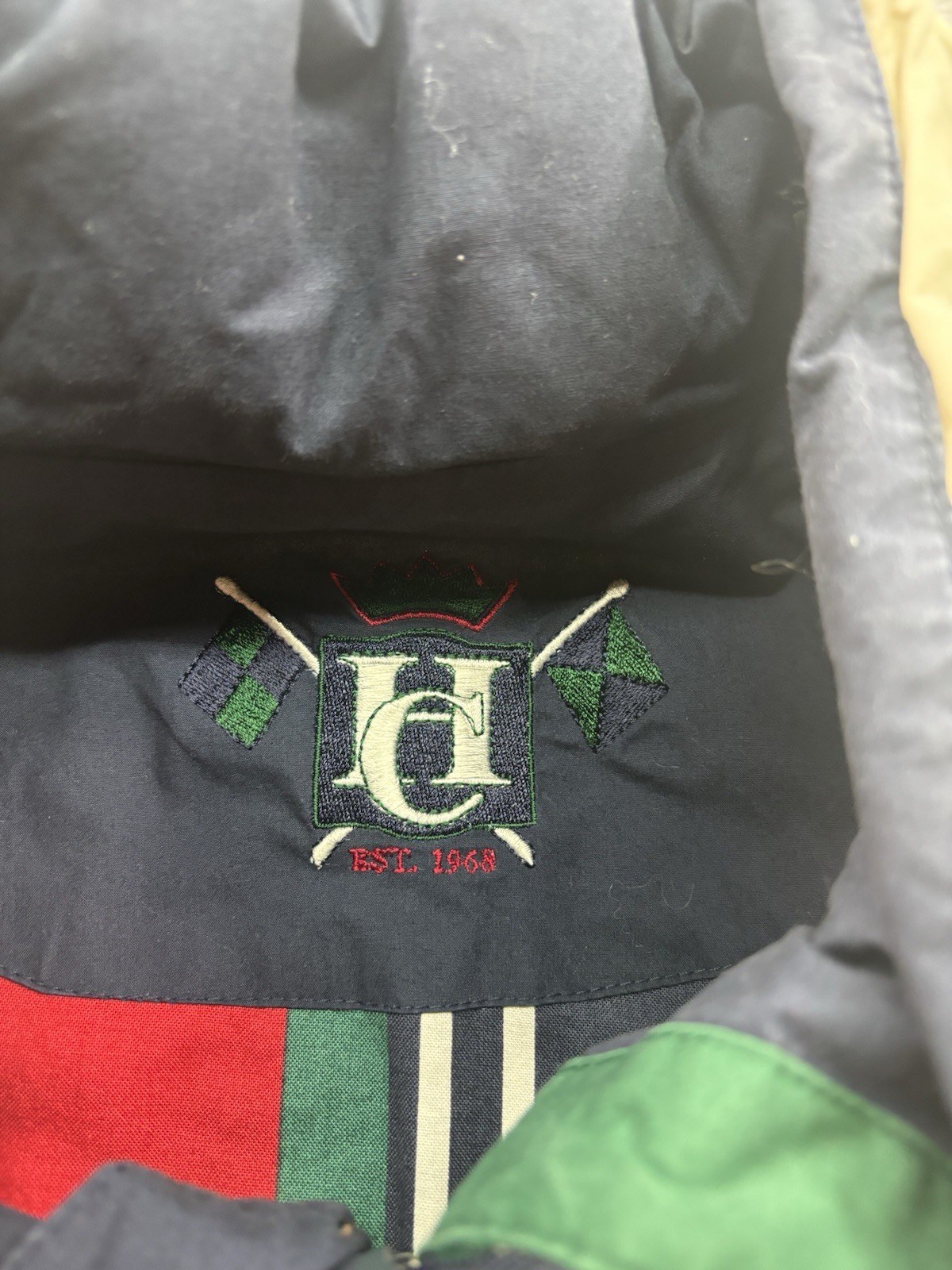 Vintage Harbor Club Sailing Jacket Beige Windbreaker Crest Logo Preppy 90’s Hood thumbnail 5