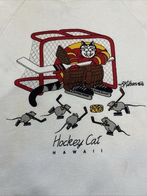 Vintage Crazy Shirts Hawaii B Kliban Sweatshirt LARGE “Hockey Cat