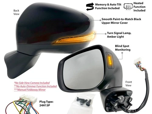 BSD Signal Auto Tilt Side Mirror Fits Subaru Forester 2019-2024 Driver Left Side
