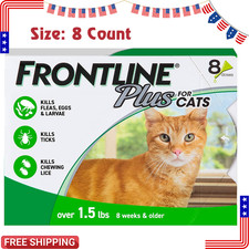 Frontline Plus Flea Tick Treatment for Cats Over 1.5 lbs 8 Doses Control Topical