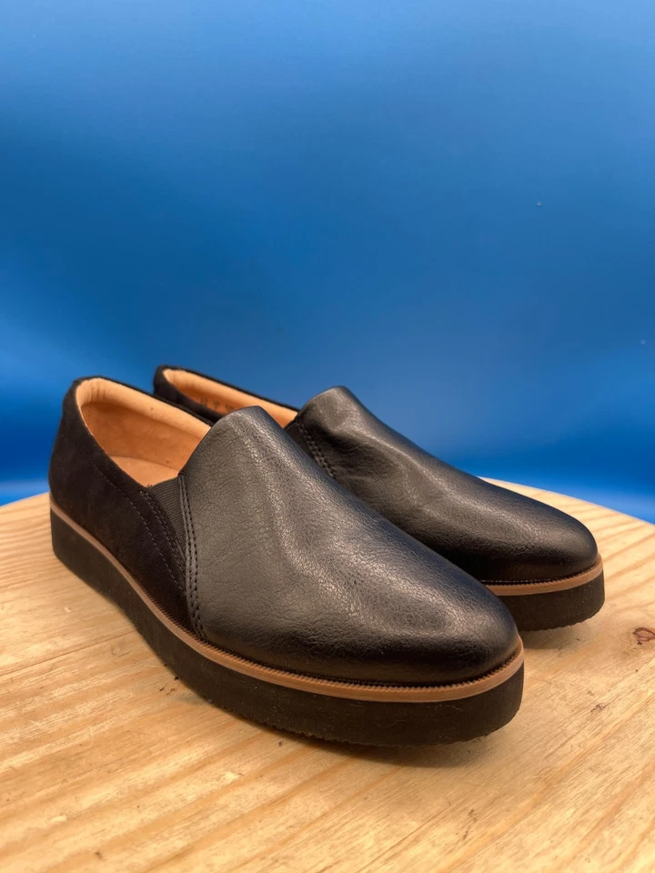 Zapatos Naturalizer Zophie Para Hombre Talla 7M/EU37 Cuero Negro Cómodos Gruesos Sin Cordones Foto 3 de 4