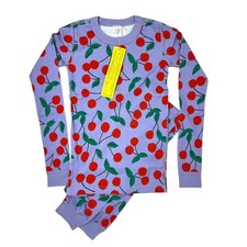 Hanna Andersson Organic Cotton Pajama Set  Purple Cherry Print. Size 10. NWT