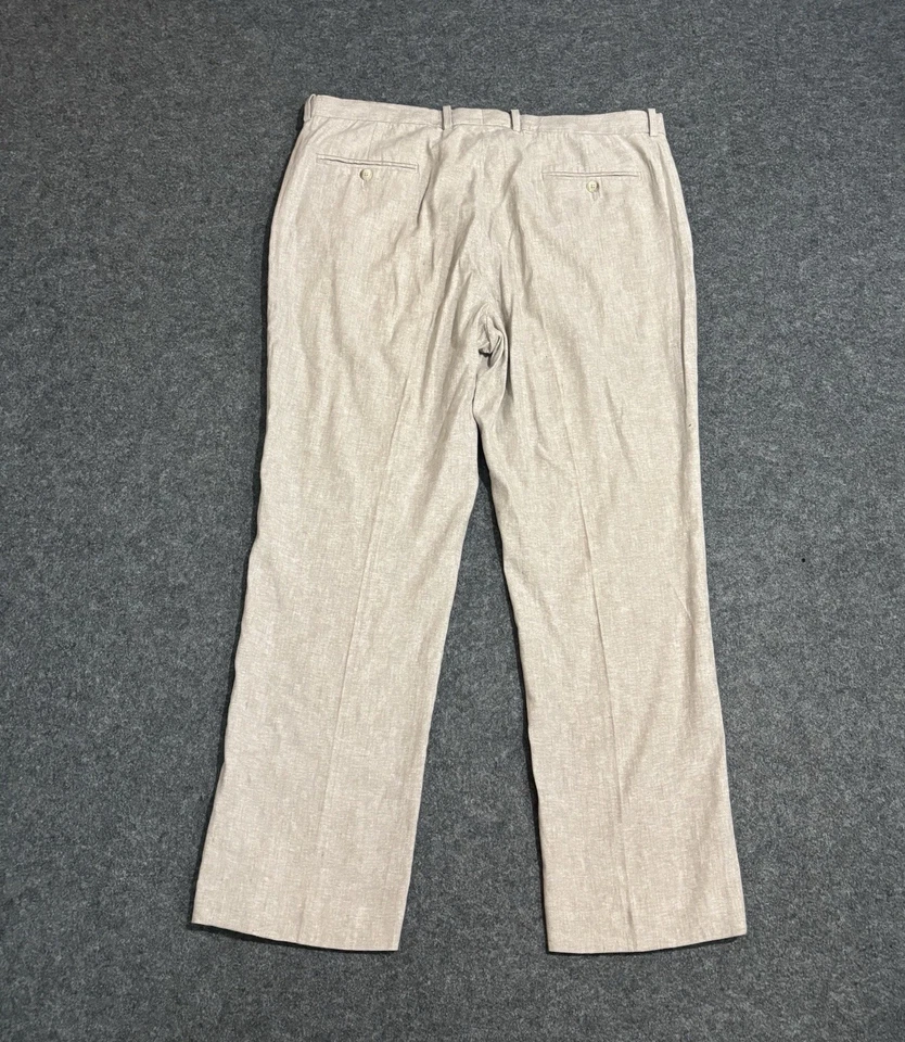 Pantalones informales Perry Ellis para hombre 38x30 beige mezcla de lino Foto 2 de 4