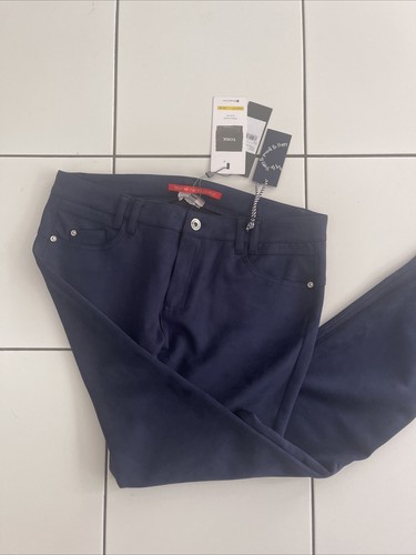 " STREET ONE " Damen- LEDERHOSE / Velours- Lederjeans Optik in Blau Gr. 40 - Bild 3 von 4