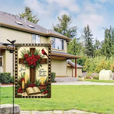 Jesus Is The Reason Garden Flag 12x18 Double Sided Cross Bible Poinsettia NEW