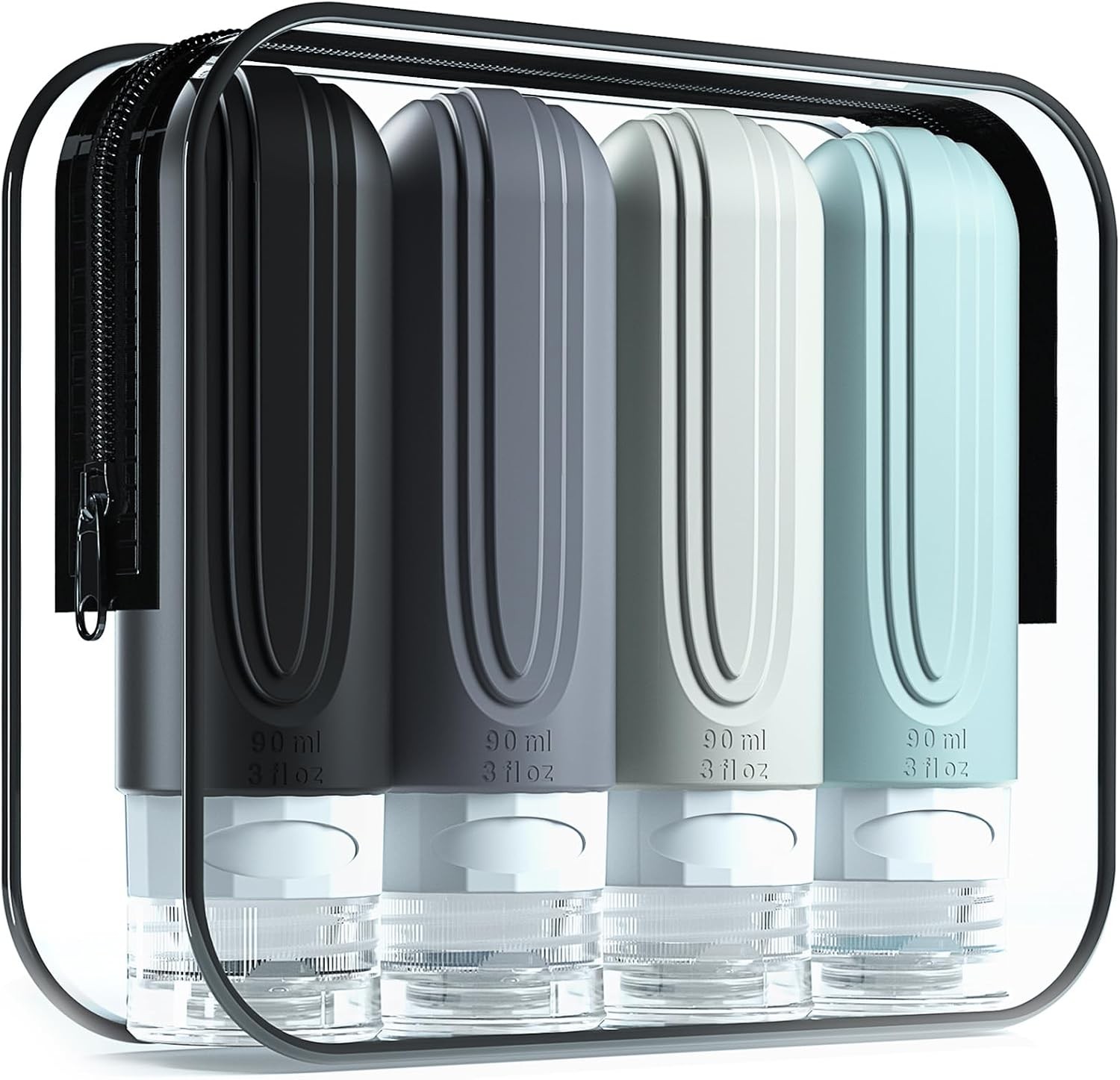 Leak Proof Silicone Travel Bottles 90ml Refillable Toiletries TSA Approved 4