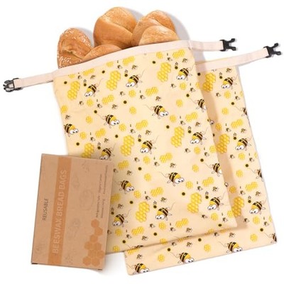 Beeswax Bread Bags for Homemade Bread (2 Pack), Sourdough Bread Bag with 