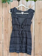 J Crew Black Eyelet Ruffle Mini Dress