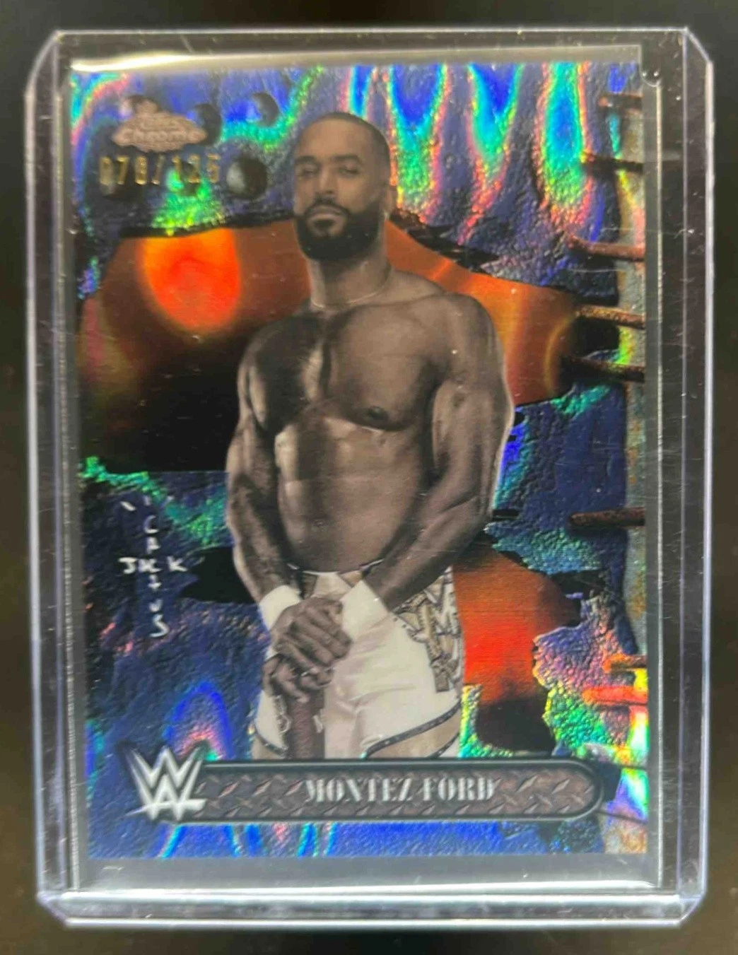 2025 Topps Chrome WWE x Cactus Jack Montez Ford Blue Sonar Refractor #/125