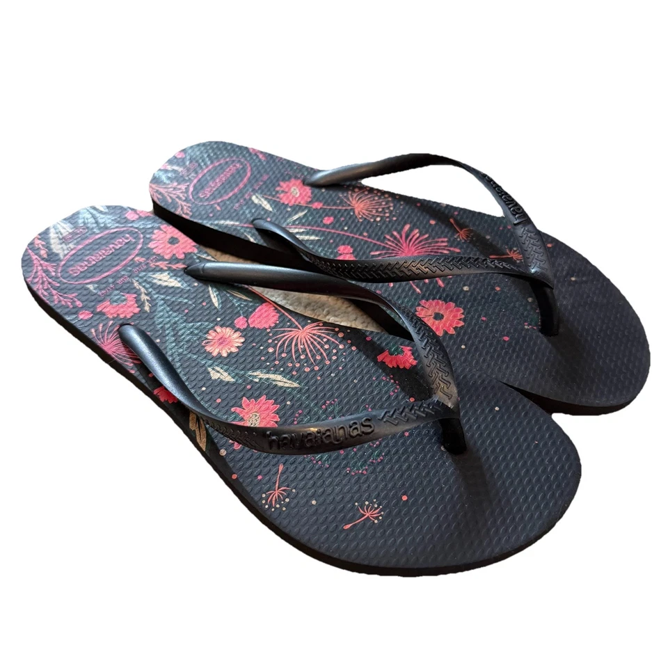 Chanclas Havaianas Slim Florales Azul Marino Rosa Flores Para Mujer’s 9/10 Foto 3 de 4