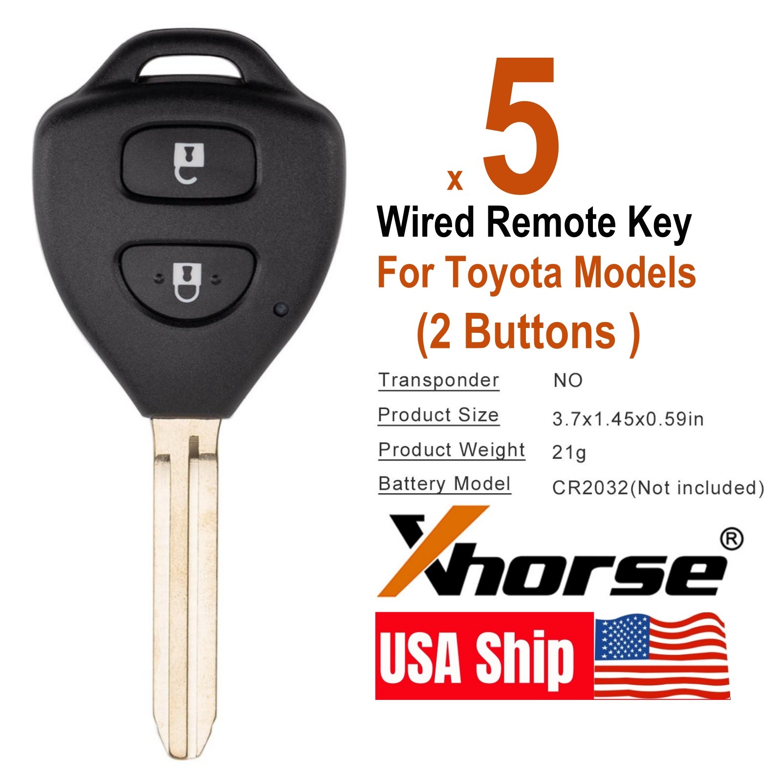 Key Fit For Toyota Style Flat 2 Buttons Xkto25en