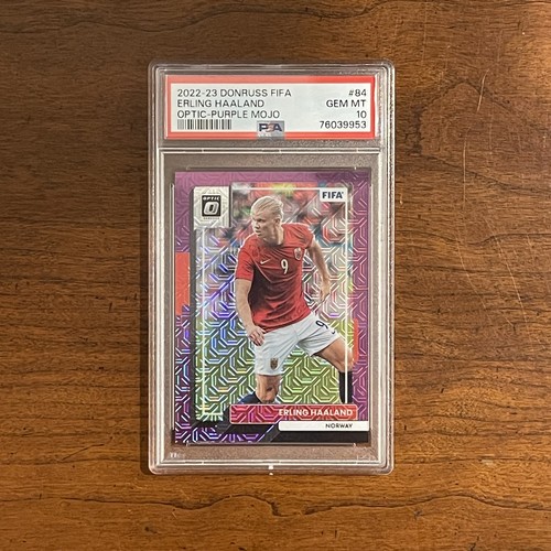 2022-23 Panini Donruss - Erling Haaland #84 Optic Purple Mojo Prizm /25 PSA 10