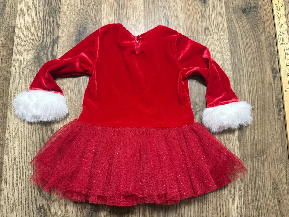 Vintage Bonnie Baby Dress Baby 12M Red Tulle Skirt Sparkle Christmas Velvet - Image 2 of 4
