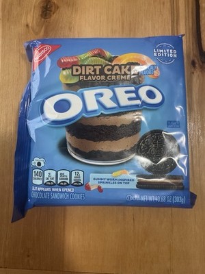 NEW OREO Dirt Cake Creme Flavor Gummy Worm Sandwich Cookies, LIMITED EDITION