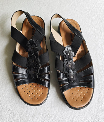 Donna Andrea Sandalen Schwarz Größe 39 Teilweise Leder Blumen