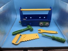 Green Toys Tool Box Set Blue With Tools Pretend Play Wrench Hammer Saw Lot