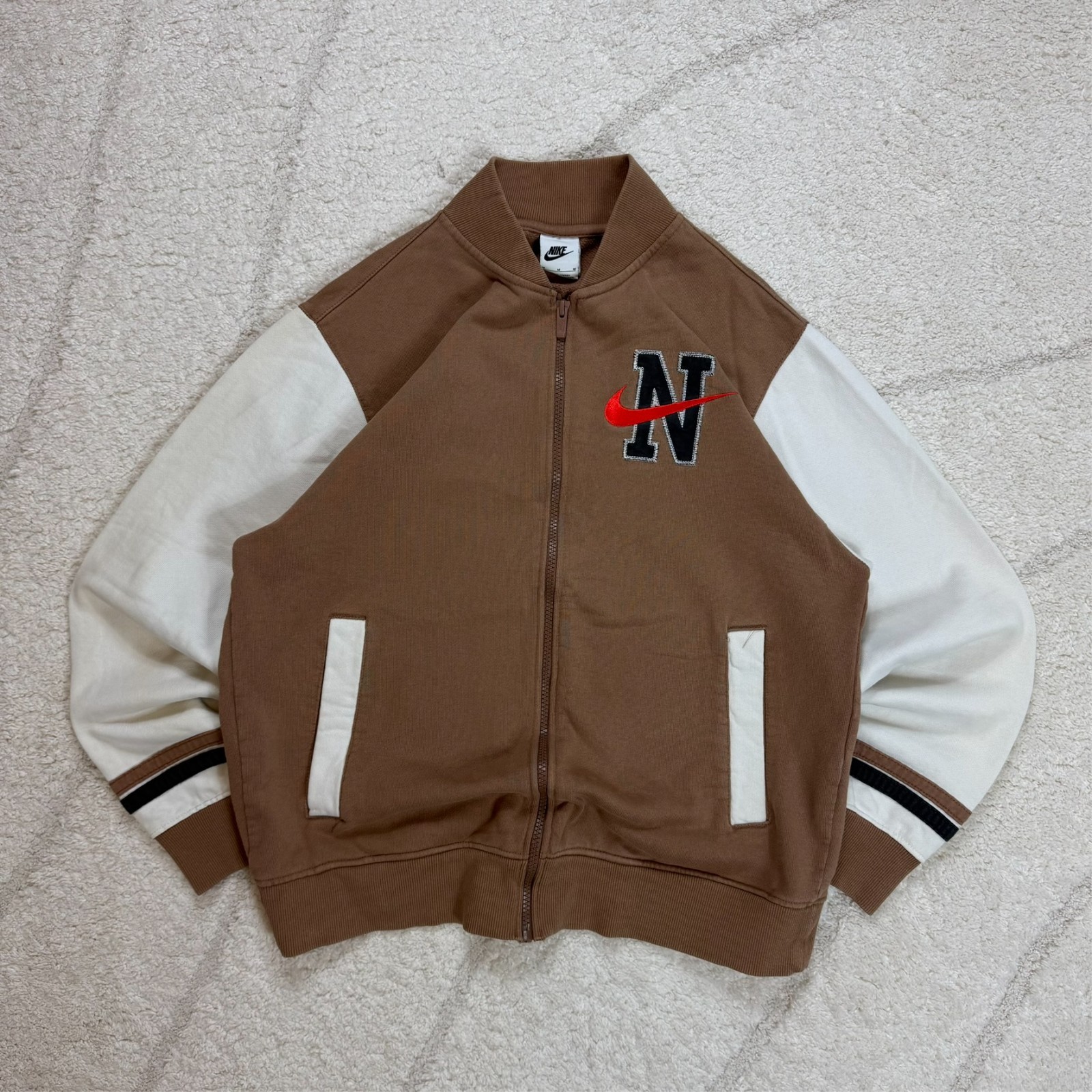 Vintage Nike Varsity Collegiate Brown Sz Medium Full Zip & Joggers Set Tracksuit image 2