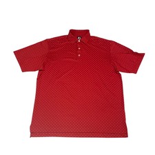 FootJoy Mens XL Red Geometric Diamond Print ProDry Golf Polo Shirt 25726