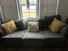 Grey Gray Modular Sofa Sectional, 6-Piece, Ottoman Living Room Furniture